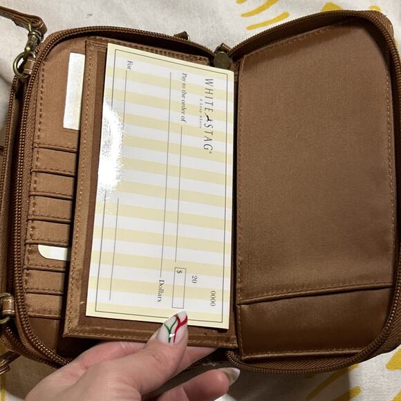 Vintage Y2K White Stag Crossbody Purse Handbag Faux Leather Straw Boho 90s - Picture 5 of 8